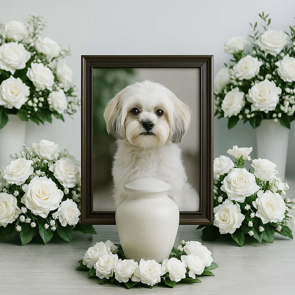 a sad photo of a pet funeral